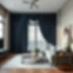 Luxurious drapery in a modern living room