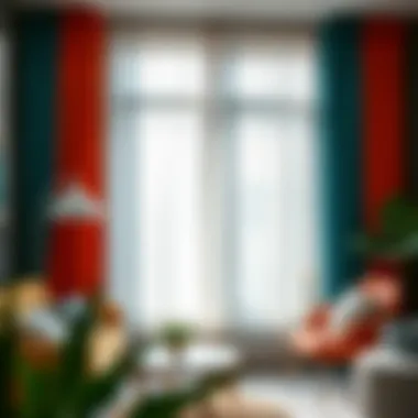 Vibrant drapery colors complementing urban decor