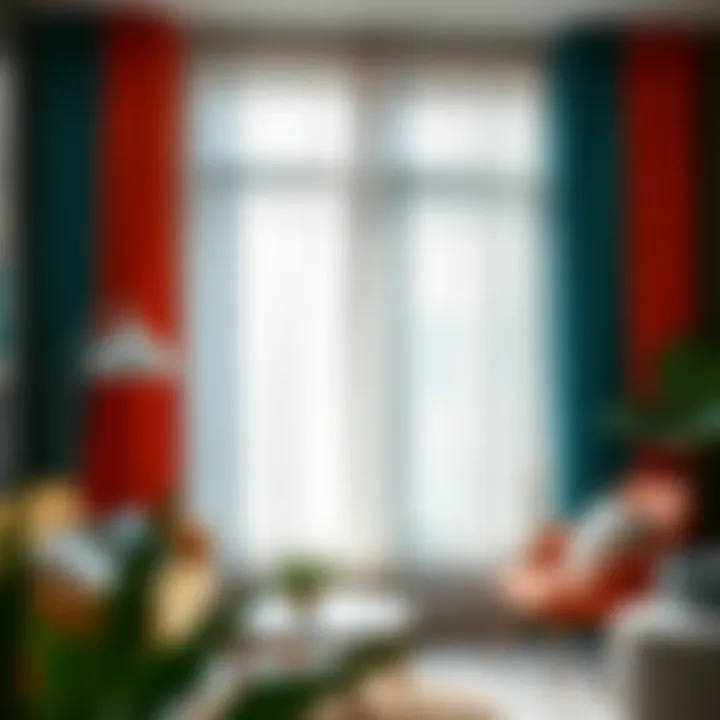 Vibrant drapery colors complementing urban decor