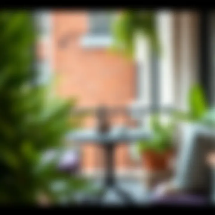 Stylish small porch table with greenery