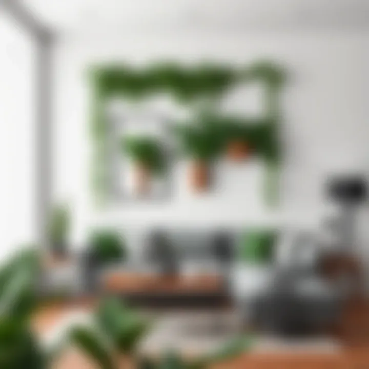 Creative arrangement of ivy in a compact living room