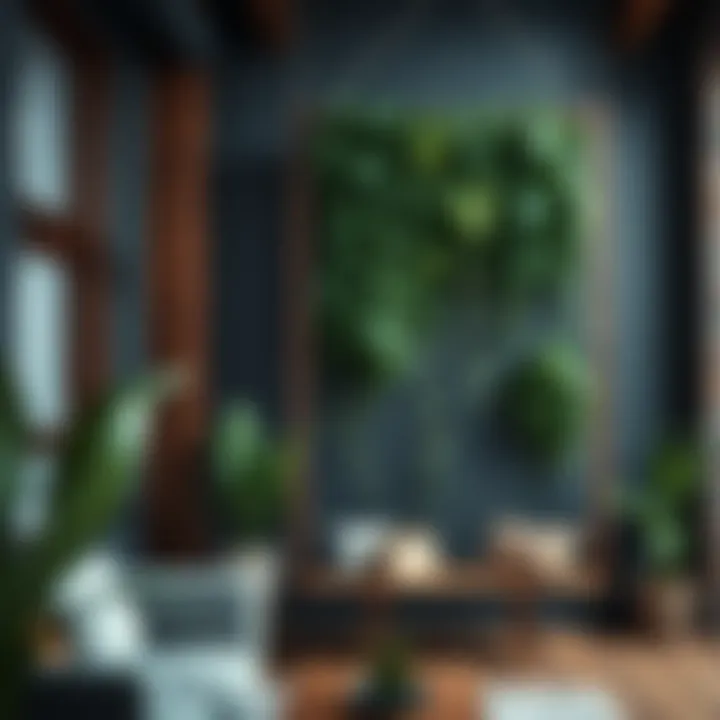 Lush ivy wall hanging enhancing urban interior