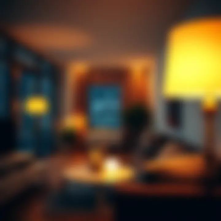 Cozy ambiance created by remote-controlled lamps in an urban apartment