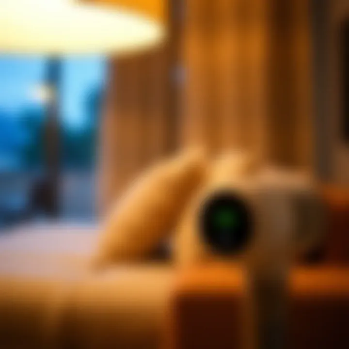 Close-up of a smart lamp interface, highlighting technological features