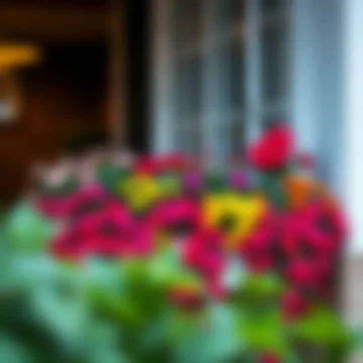 Elegant large flower box planter with vibrant flowers