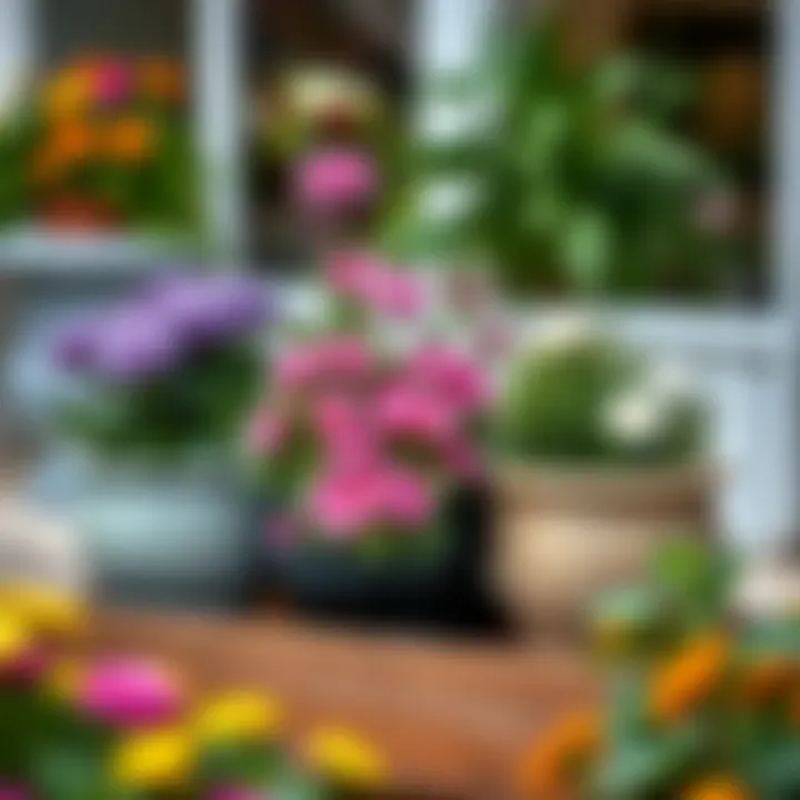 Variety of materials used in large flower box planters