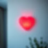 Elegant LED heart light mounted on a modern wall