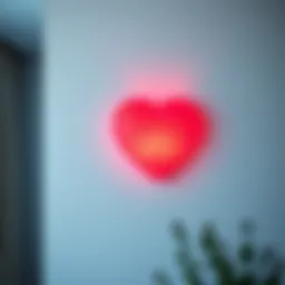 Elegant LED heart light mounted on a modern wall