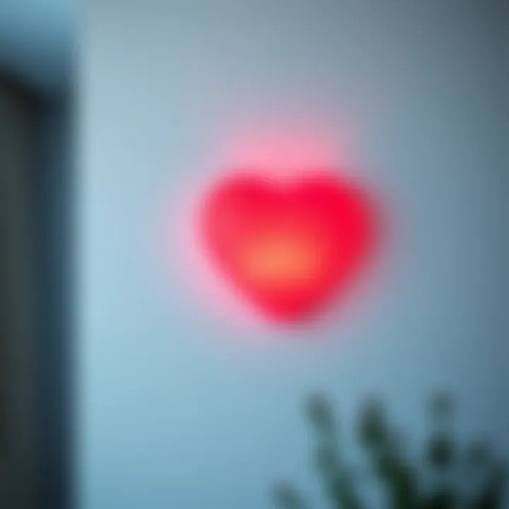 Elegant LED heart light mounted on a modern wall