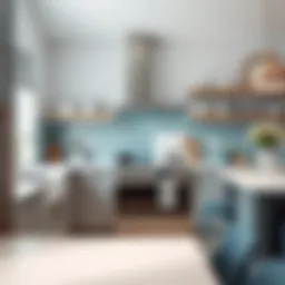 Elegant light blue peel and stick backsplash in a modern kitchen setting