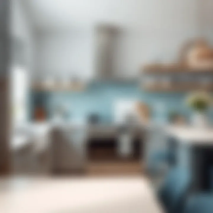 Elegant light blue peel and stick backsplash in a modern kitchen setting