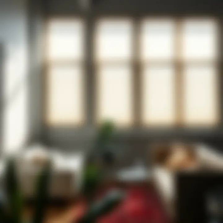 Functional Aesthetics in Loft Living Stylish lightweight window blinds in a cozy urban loft, highlighting functionality and design