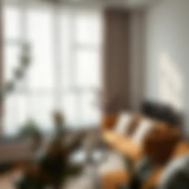 Sheer Elegance in Urban Spaces A modern urban apartment showcasing lightweight sheer curtains that enhance natural light