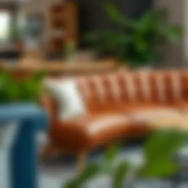 Variety of materials used in lounge seating like leather, fabric, and wood