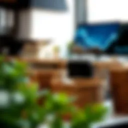 Stylish office organization baskets enhancing a modern workspace