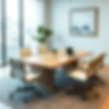 An ergonomic meeting table showcasing optimal spatial arrangements for comfort