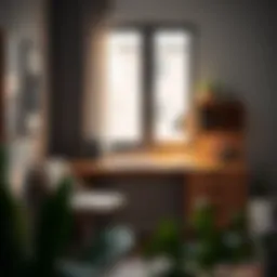 Elegant mid-century corner desk showcasing sleek lines and rich wood finish