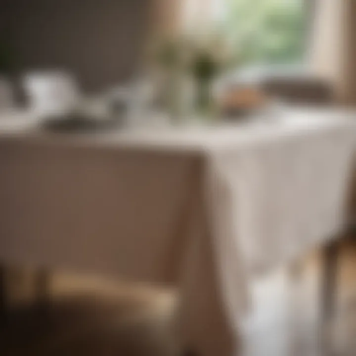 Elegant neutral table cloth enhancing a modern dining area