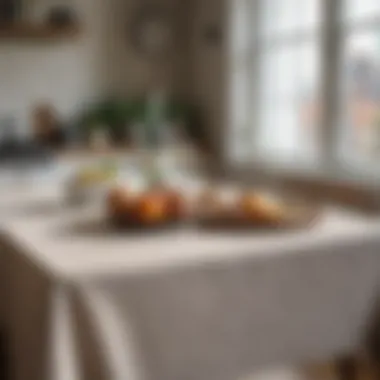 Stylish neutral table cloth in a sophisticated urban kitchen setting