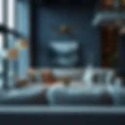 Elegant urban living room showcasing a stylish sofa