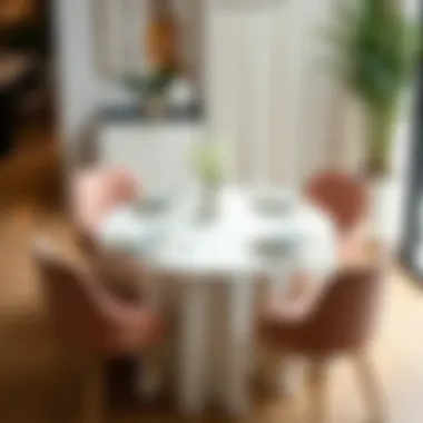 Elegant round table cover enhancing a modern dining setup