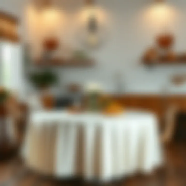 Stylish round table cover in a cozy urban kitchen