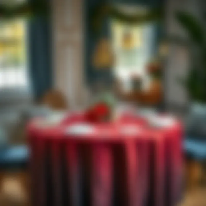 Trendy round table covers set for a festive gathering