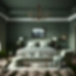 Elegant sage green bedroom design with modern furnishings