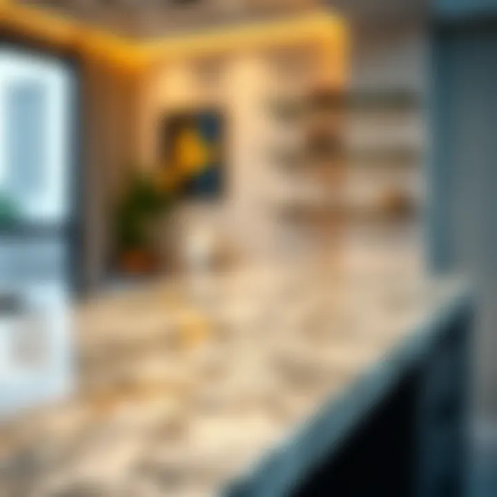 Luxurious granite countertop on a modern desk