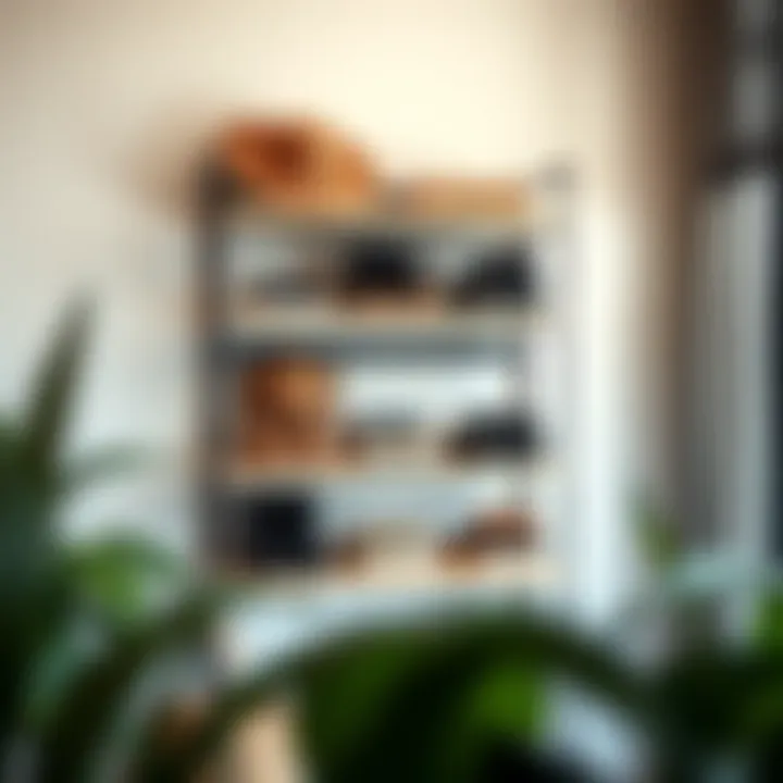 Sleek shoe rack showcasing organized footwear