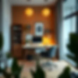 Modern minimalist small desk in a cozy home office