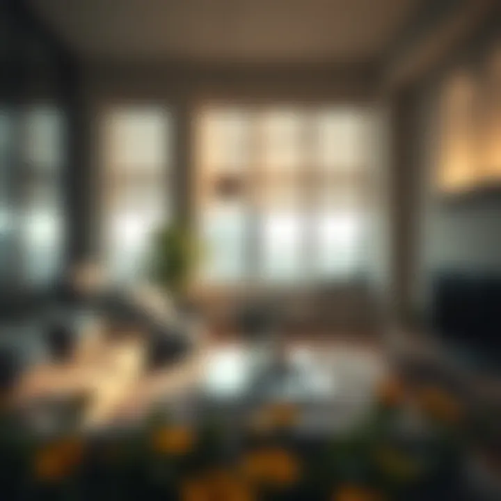 Modern urban living space featuring energy-efficient smart shades