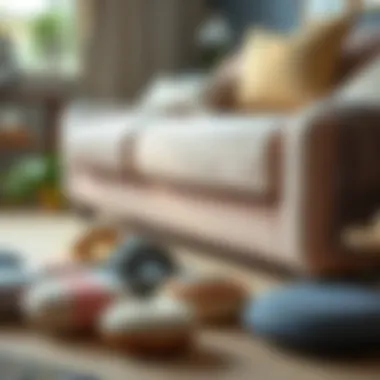 Various materials used for sofa feet protectors displayed