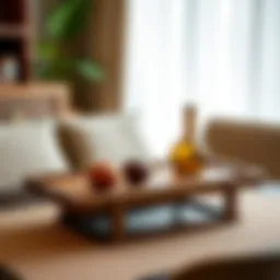 Elegant wooden standing tray with a minimalist design