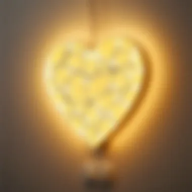 Close-up of a stylish LED heart light showcasing intricate design
