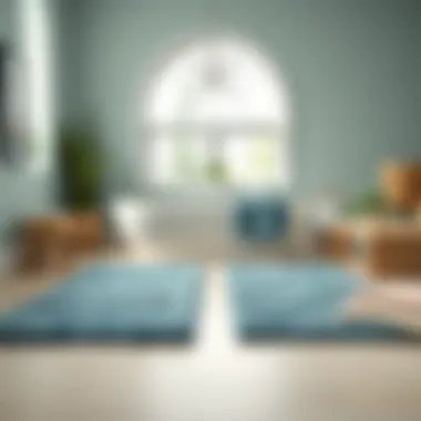 Maintenance tips for blue green bath rugs displayed visually