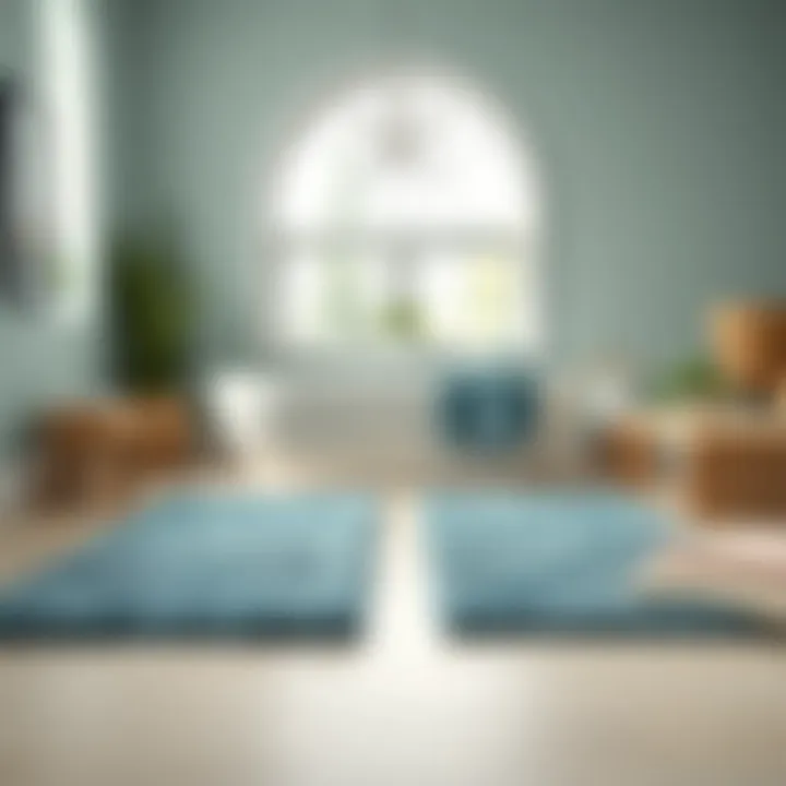 Maintenance tips for blue green bath rugs displayed visually