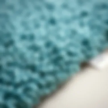 Close-up of textured blue green bath rug showcasing material quality