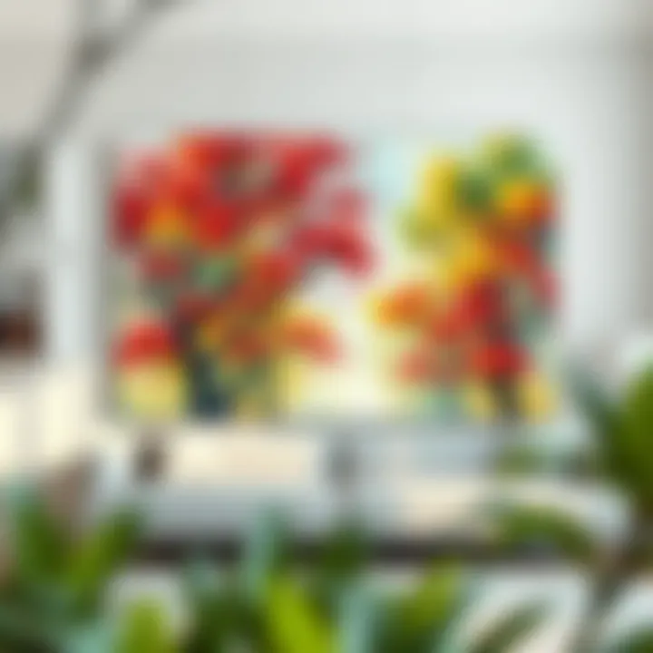 Abstract representation of trees with vibrant colors