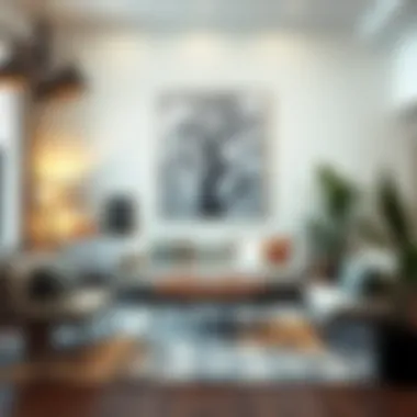 Stylish interior featuring tree-themed canvas art