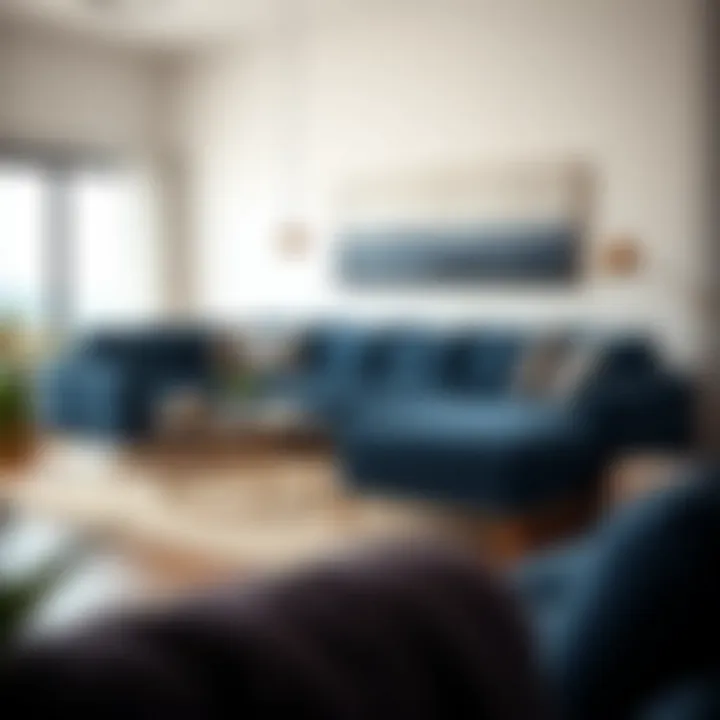 Comfortable navy sectional with chaise promoting relaxation