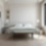 Elegant white rod iron bed frame in a minimalist bedroom setting