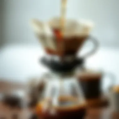 The Flow: Visualizing Flavor Extraction Richly brewed coffee cascading through a metal filter