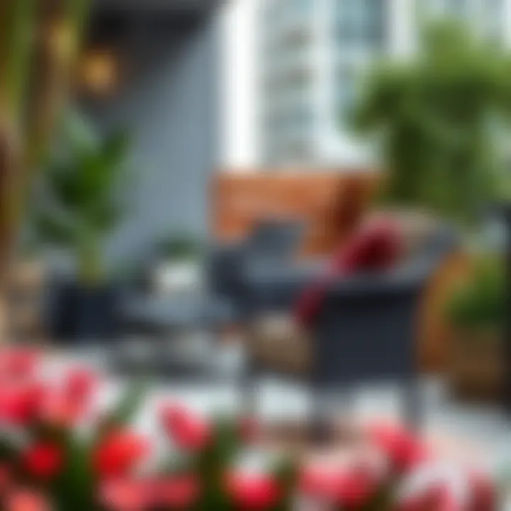 Stylish outdoor storage chair set in a modern urban patio