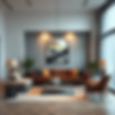 Modern Elegance in Urban Design Contemporary urban living room with short lamp shades