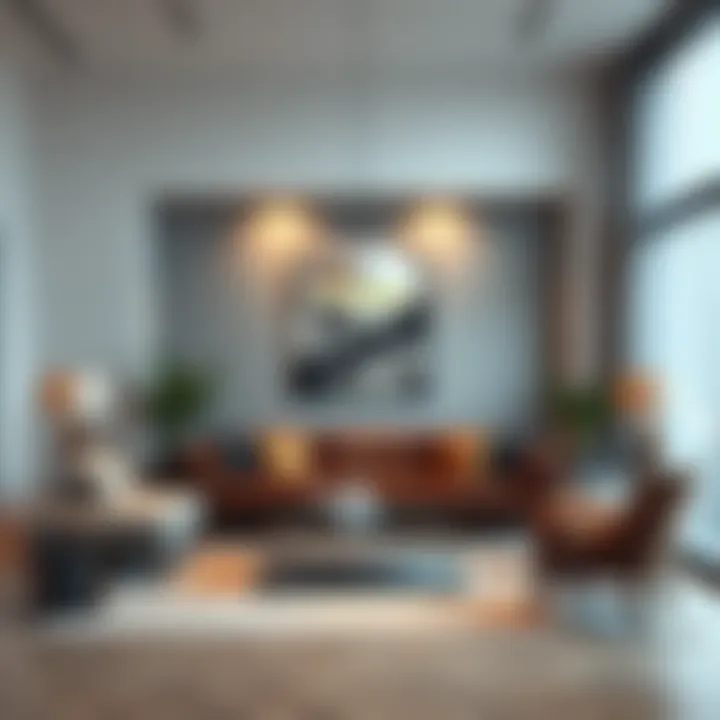 Modern Elegance in Urban Design Contemporary urban living room with short lamp shades