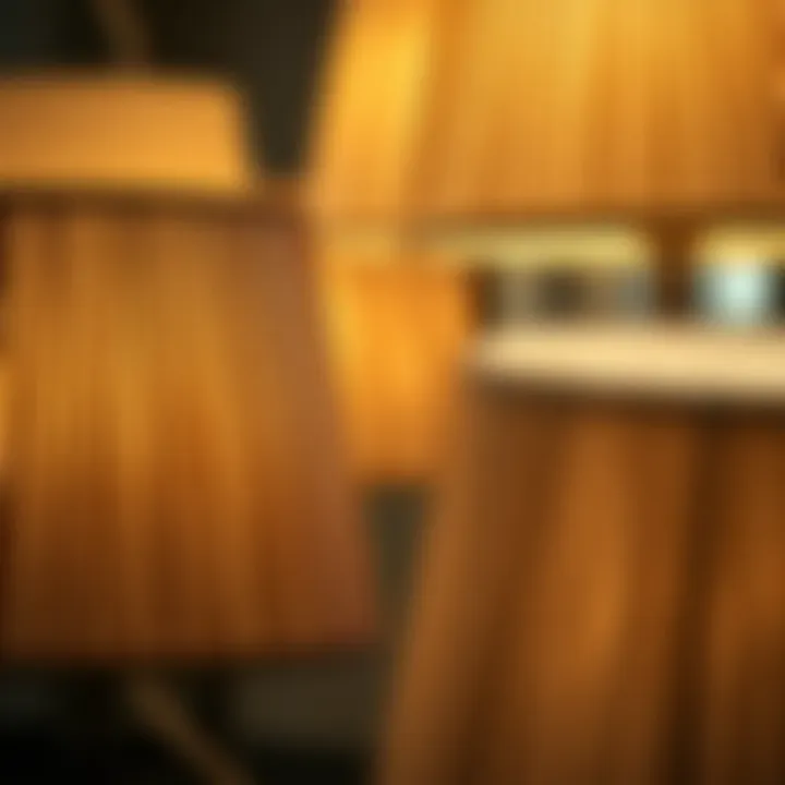 Textural Variety in Lamp Shades Close-up of unique short lamp shade materials