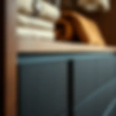 Premium Materials in Long Clothes Dresser Design Close-up of high-quality materials used in a long clothes dresser