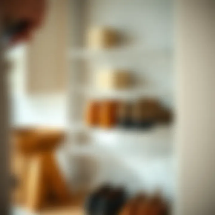 Compact Wire Shoe Rack for Space Efficiency Compact wire shoe rack fitting into a small space