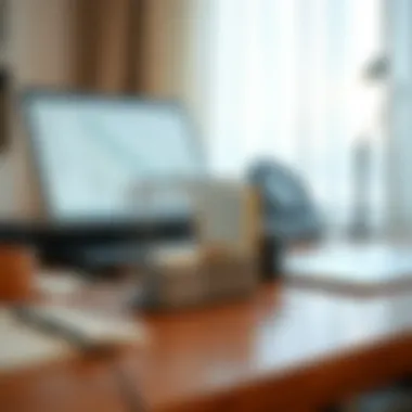 Compact wire cord organizer on a desk